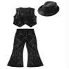 CHICTRY Kids Boys Latin Jazz Modern Dance Outfits Sleeveless Sparkly Sequins Vest and Pant Set Dancewear Black 9-10 Years view 3