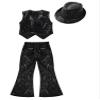 CHICTRY Kids Boys Latin Jazz Modern Dance Outfits Sleeveless Sparkly Sequins Vest and Pant Set Dancewear Black 9-10 Years view 4