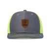 NineFit Basics Custom Cap Custom Leather Patch Trucker Hat for Men & Women - Personalized Text & Photo Baseball Cap Laser Engraved.32, Dark Gray With Green Mesh view 1