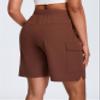 Oalka Women's Hiking Shorts Lightweight Zipper Pockets Cargo Quick Dry Summer Shorts Brown S view 2