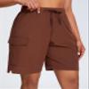 Oalka Women's Hiking Shorts Lightweight Zipper Pockets Cargo Quick Dry Summer Shorts Brown S view 3