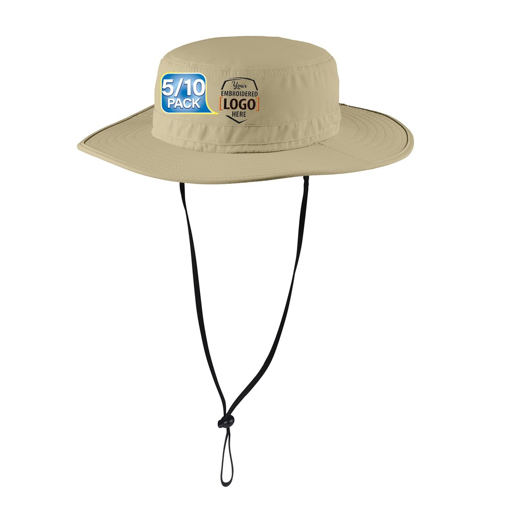 Custom Embroidered Boonie Hat 5/10 Pack Your Own Logo Personalized Embroidery Sun Hat Coffee Cream