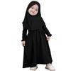 ABAFIP Baby Girl Muslim Dress Toddler Abaya Islamic Dubai Full Cover Kaftan Hijab Long Sleeve Prayer Dress 2 Piece Muslim Outfits Black 2-3 Years view 1