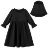ABAFIP Baby Girl Muslim Dress Toddler Abaya Islamic Dubai Full Cover Kaftan Hijab Long Sleeve Prayer Dress 2 Piece Muslim Outfits Black 2-3 Years view 3