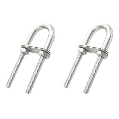2 Pack M8x100 304 Stainless Steel U Bolts Boat Stern Bow Tie Down, U Bolt Marine Yacht Boat Deck Hardware Accessories