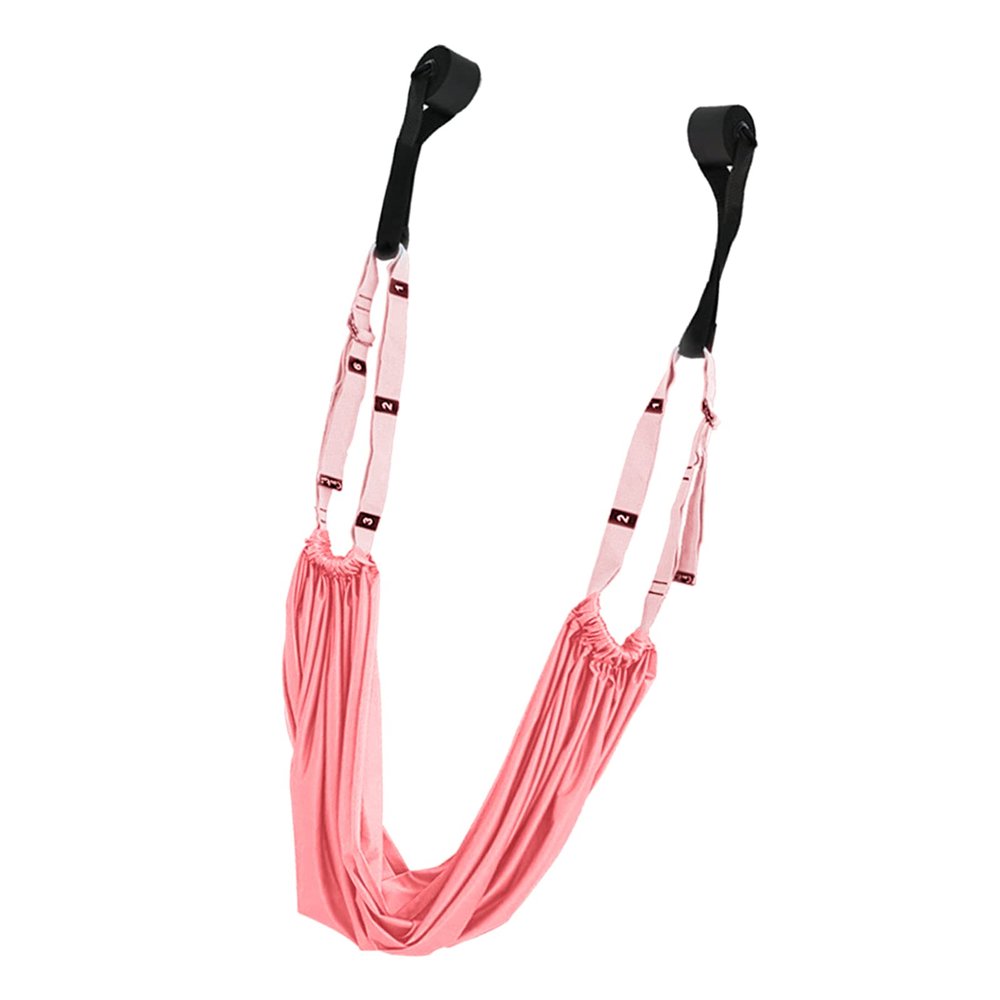 Aerial Strap, Elastic Strong Carrying Capacity, Folding Leg Stretcher Belt, Aerial Yoga Rope, Flexibility Trainer, Crotch Opening Yoga Belt, Inverted Stretch Split Lower Back Trainer(Free Size-Pink)
