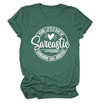 ZLXBLYYMZ T-Shirts for Women Your Little Ray of Sarcastic Funny Graphic Tees Summer Casual Round Neck Short Sleeve Shirts Vintage Green, Small