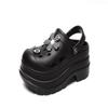 Hhhchpm Women's Platform Clogs Slip On Slides Shoes Beach Sandals Gardener Clog Hight Heels Mule Slippers Garden Shoes (5.5,Black,6) view 1