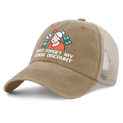 Dont Forget My Senior Discount Hat for Men Vintage Funny Old People Golf Hats Women Pigment Khaki Ball Cap Fashion for Farmers