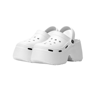 9cm high Heel Toe Sandals, Thick Soled Beach Shoes, European Station Leopard Print, Worn on The Beach with a Feeling of Stepping on Feces, Hole Shoes for Women (6.5,White,7)