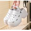9cm high Heel Toe Sandals, Thick Soled Beach Shoes, European Station Leopard Print, Worn on The Beach with a Feeling of Stepping on Feces, Hole Shoes for Women (6.5,White,7) view 3