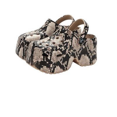 9cm high Heel Toe Sandals, Thick Soled Beach Shoes, European Station Leopard Print, Worn on The Beach with a Feeling of Stepping on Feces, Hole Shoes for Women (7.5,Serpentine,8)