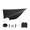 DINGHONG Camp Portable Mosquito Net Nylon Camping Hammock with Rain Fly Canopy Tarp for Outdoor Hanging Bed Sleeping Strong (Color : Black)
