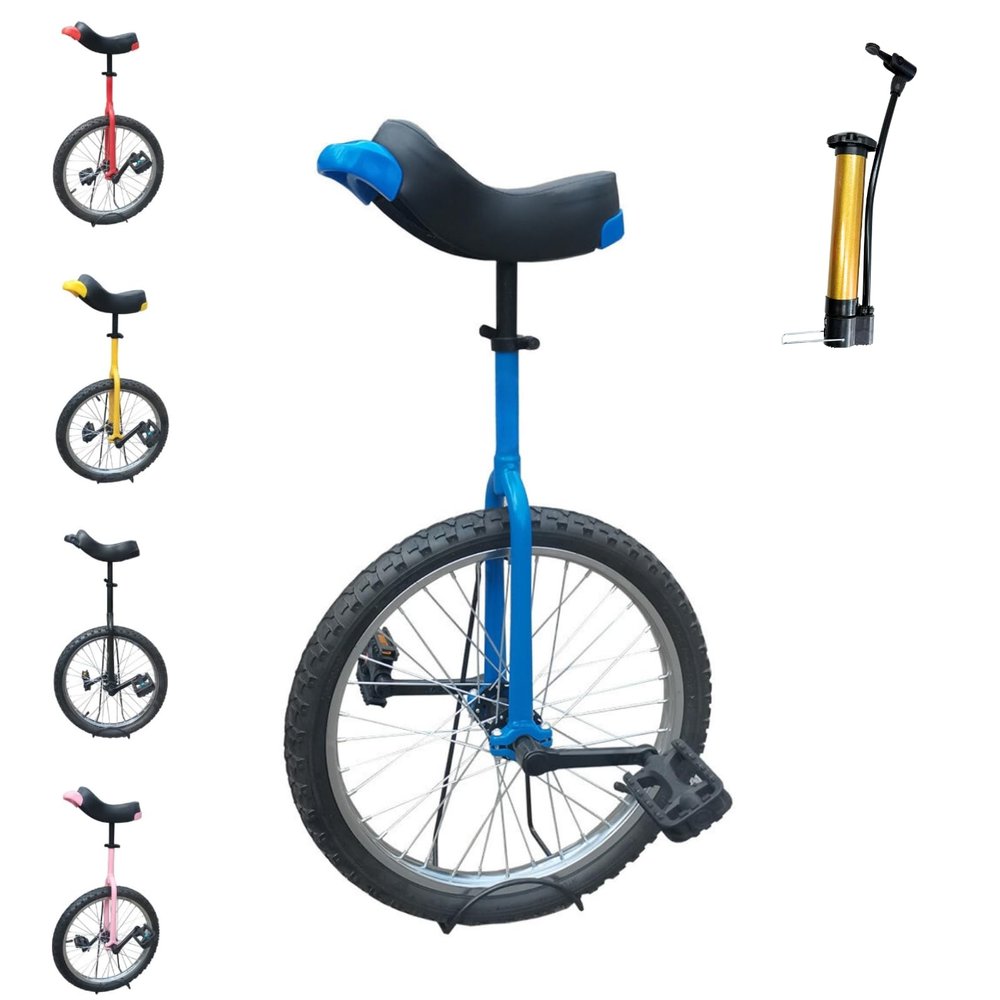 ZSYYDS Unicycle for Adults Alloy Rim Adjustable Seat with Unicycle Stand and Pump for Fun Fitness Exercises Balance Training Circus Performances (Blue, 24")
