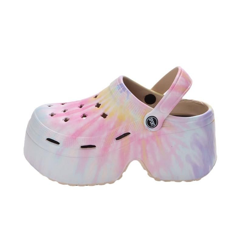 9cm high Heel Toe Sandals, Thick Soled Beach Shoes, European Station Leopard Print, Worn on The Beach with a Feeling of Stepping on Feces, Hole Shoes for Women (6.5,Hsien,7)
