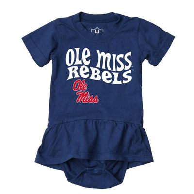 Wes and Willy College Sports Fan Baby Girls Ruffle Hopper Romper (Ole Miss Rebels, 18M)