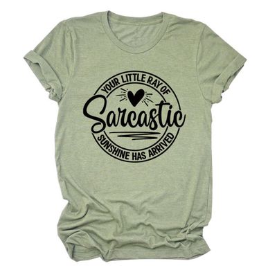 ZLXBLYYMZ T-Shirts for Women Your Little Ray of Sarcastic Funny Graphic Tees Summer Casual Round Neck Short Sleeve Shirts Olive Green, Small