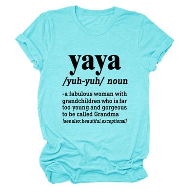 ZLXBLYYMZ Grandma Shirts for Women Funny Letter Printed Short Sleeve Grandma Gift T-Shirt Summer Round Neck Casual Tops Blue, Medium
