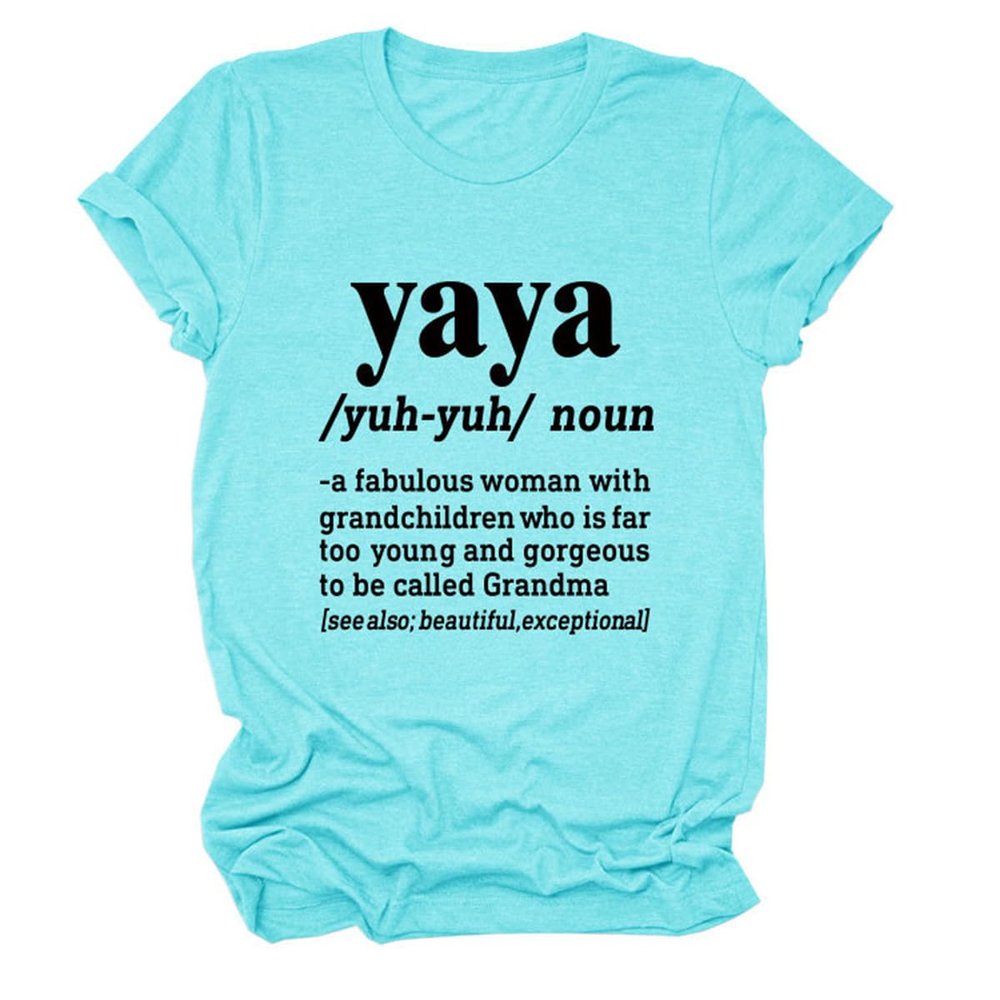ZLXBLYYMZ Grandma Shirts for Women Funny Letter Printed Short Sleeve Grandma Gift T-Shirt Summer Round Neck Casual Tops Blue, Medium