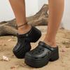 9cm high Heel Toe Sandals, Thick Soled Beach Shoes, European Station Leopard Print, Worn on The Beach with a Feeling of Stepping on Feces, Hole Shoes for Women (6.5,Black,7) view 2