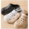 9cm high Heel Toe Sandals, Thick Soled Beach Shoes, European Station Leopard Print, Worn on The Beach with a Feeling of Stepping on Feces, Hole Shoes for Women (6.5,Black,7) view 3