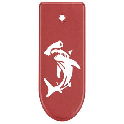 NDZ Performance Magazine Base Plate Finger Extension for Glock 43X 48 9mm Laser Engraved Anodized Aluminum in Red, Made in The USA - Hammerhead Shark