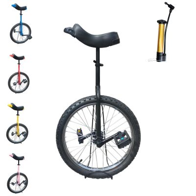 ZSYYDS Unicycle for Adults Alloy Rim Adjustable Seat with Unicycle Stand and Pump for Fun Fitness Exercises Balance Training Circus Performances (Black, 20")