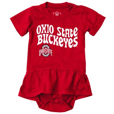 Wes and Willy College Sports Fan Baby Girls Ruffle Hopper Romper (Ohio State, 12M)