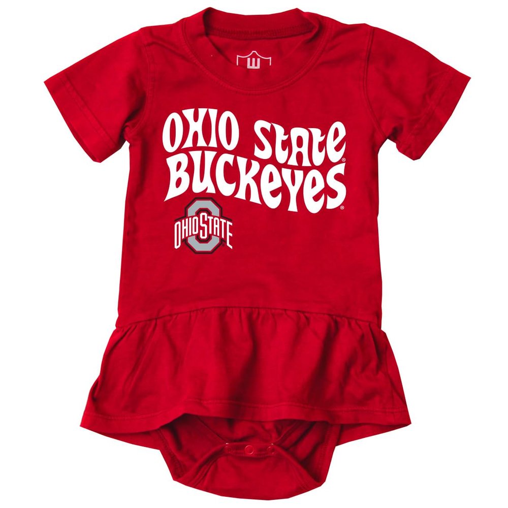 Wes and Willy College Sports Fan Baby Girls Ruffle Hopper Romper (Ohio State, 12M)
