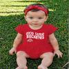 Wes and Willy College Sports Fan Baby Girls Ruffle Hopper Romper (Ohio State, 12M) view 2