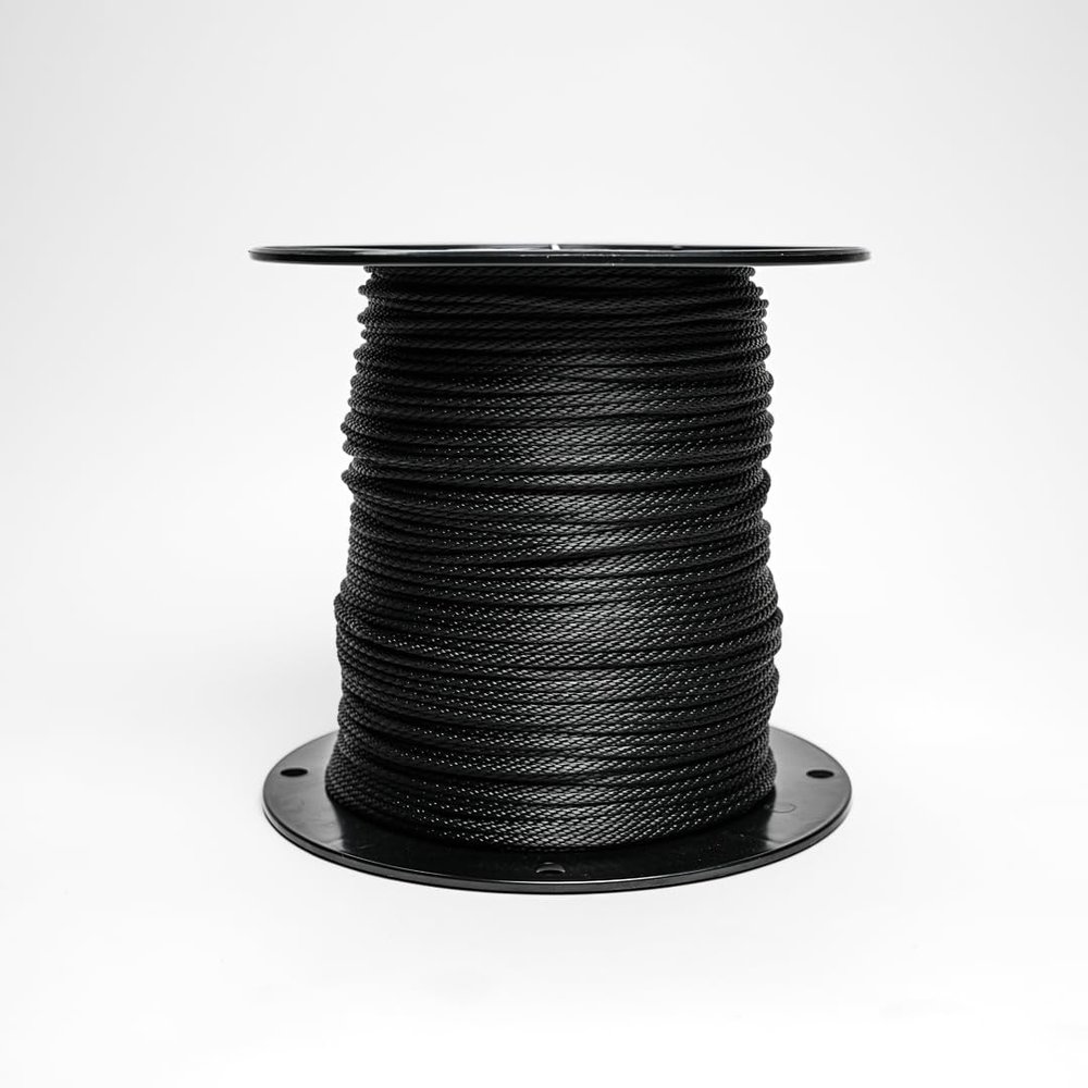 Hercules Bulk Ropes Solid Braid Polyester Rope (Black, 1/4"" x 50')