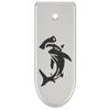 NDZ Performance Magazine Base Plate Finger Extension for Glock 43X 48 9mm Laser Engraved Anodized Aluminum in Silver, Made in The USA - Hammerhead Shark view 1