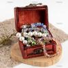 AUEAR, 3 Pack Vintage Jewelry Boxes Small Treasure Chest Wooden Rings Case with Lock for Storing (Style C) view 4
