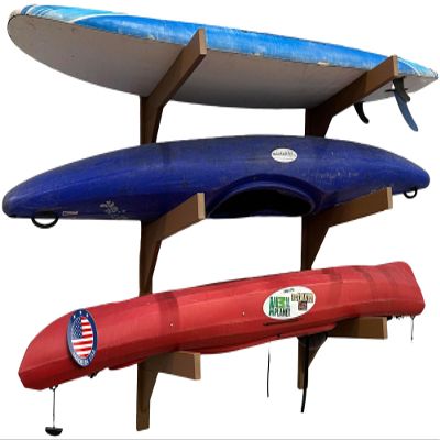 3-place Poly Kayak Rack for Garage, Wall Kayak Rack Holder, Recycled Plastic Free Standing Dock, Paddle Board Storage Racks, Surfboard Storage System for Garage and Outdoor Stand, Surfboard Stand