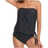 tuduoms Beachwear Women Summer Women's Blouson Bandeau Swimsuits Strapless Swim Tankini Top Tummy Control Bathing Suits with Bikini Bottoms Swimwear view 1