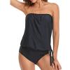 tuduoms Beachwear Women Summer Women's Blouson Bandeau Swimsuits Strapless Swim Tankini Top Tummy Control Bathing Suits with Bikini Bottoms Swimwear view 2