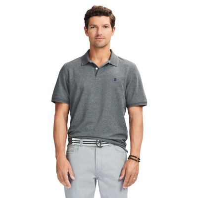Izod Men's Advantage Performance Short Sleeve Polo Shirt, Carbon Heather, Small
