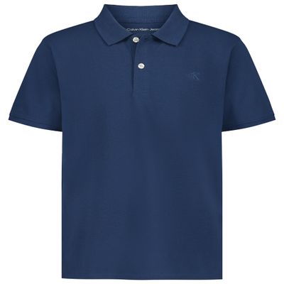 Calvin Klein Boys' Short Sleeve Micro Pique Solid Polo, Dark Denim, 10-12