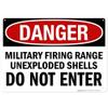 Danger Military Firing Range Unexploded Shells Do Not Enter Sign, 10x14 Inches, Rust Free .040 Aluminum, Fade Resistant, Made in USA by My Sign Center view 1