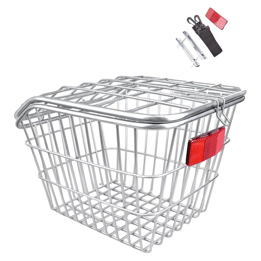 NineFit Basics Rear Bike Basket Bicycle Basket Fashion Storage Practical Bicycle Cargo Rack, Biking Rack Basket for Hiking Mountain Bikes, with Lid, 29cmx22.5cmx26cm
