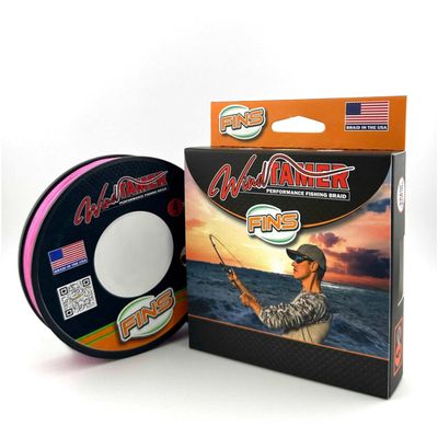 FINS Windtamer Braided Fishing Line - Versatile, Compact Braid for All Fisheries, Reduces Wind Knots and Rod Tip Wraps - High Performance 4-End Braid - Hi-Viz Pink - 15 lb - 2000 Yds