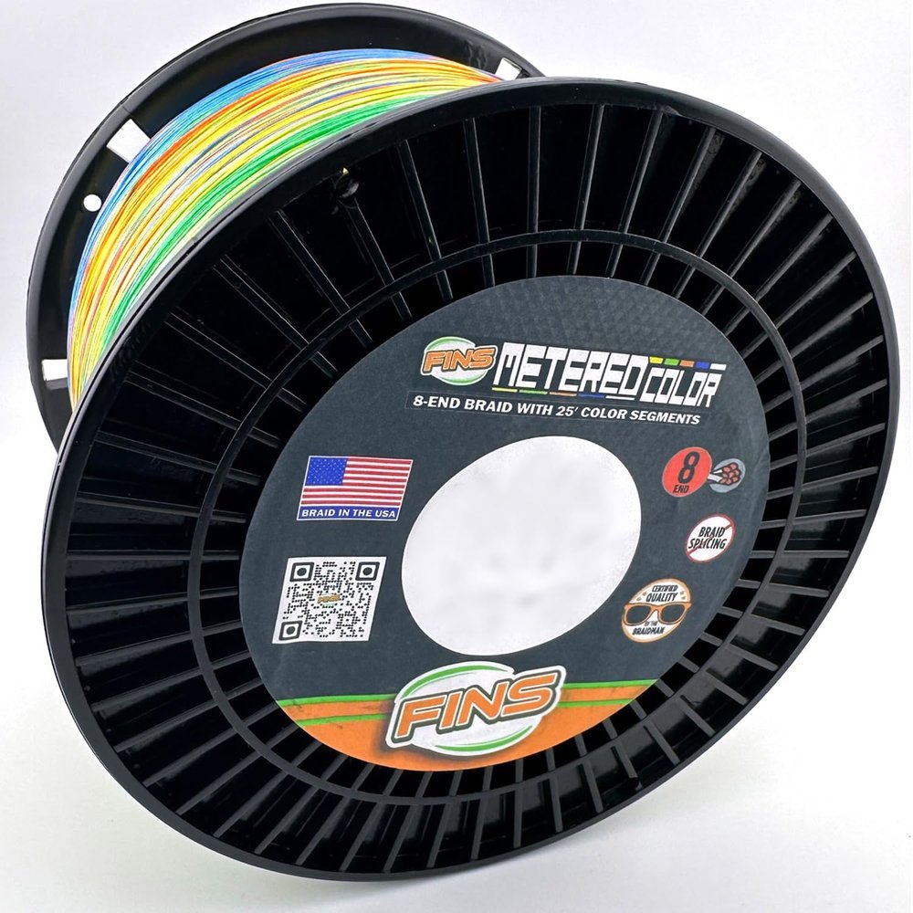 FINS Metered 4-Color 25ft Segments Braid Fishing Line - 8-Strand Braided, USA Made, No Color Transfer, Precision Depth Control - Metered - 30 lb - 600 Yds