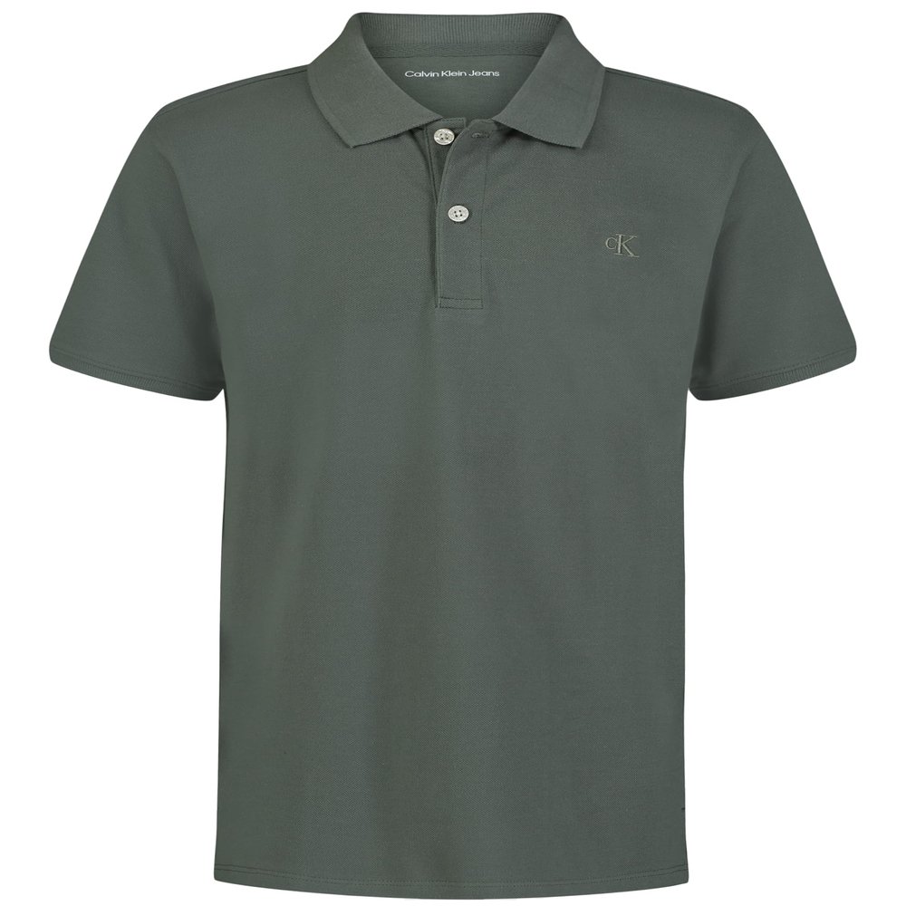 Calvin Klein Boys' Short Sleeve Micro Pique Solid Polo, ICY Pine, 8