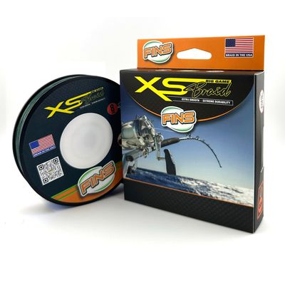 FINS XS Big Game Braid - USA Made - 8-End Round Abrasion Resistant Braided Fishing Line for Freshwater/Saltwater Trolling and Bottom Fishing - Green - 50 lb - 1500 Yds