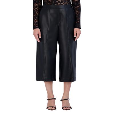 BCBG New York Women's Faux Leather Cropped Pant, Onyx