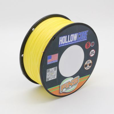 FINS Hollow Core Braided Fishing Line - USA Made, Spliceable Braid for Bluewater Angling, Superior Knotless Leader Transition - 16-Strand for Increased Reel Capacity - Yellow - 100 lb - 1200 Yds