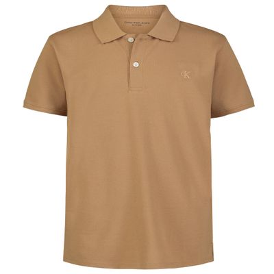 Calvin Klein Boys' Short Sleeve Micro Pique Solid Polo, Tiger's Eye, 18-20