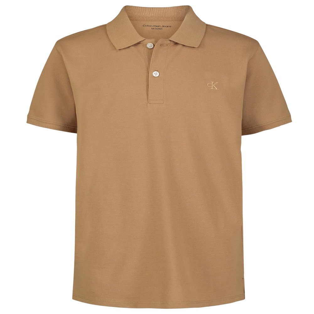 Calvin Klein Boys' Short Sleeve Micro Pique Solid Polo, Tiger's Eye, 14-16