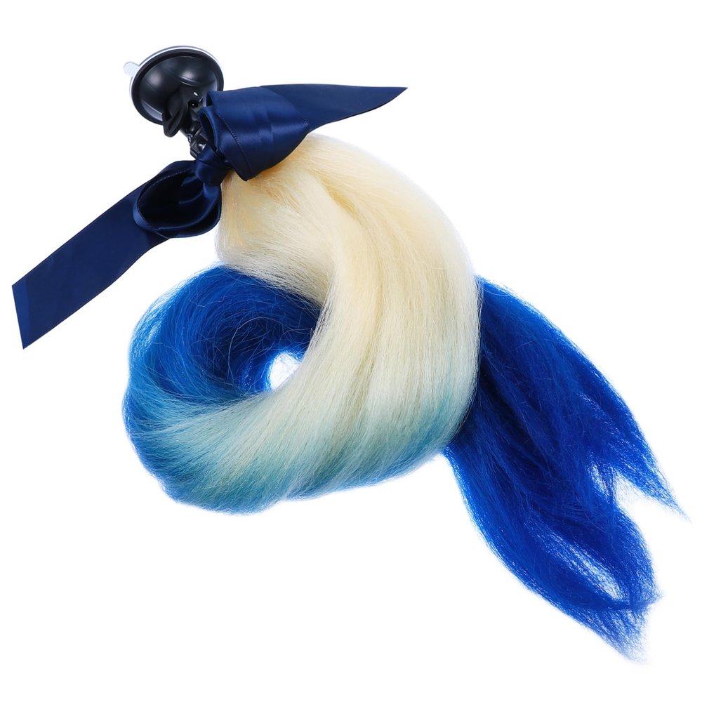 GLEAVI Helmet Braid Wig for Motorcycle Riding Stylish Removable Ponytail Decoration for Unisex Helmets Material Easy Installation Suction Cup Design