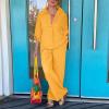 Women 2 Piece Cotton Linen Outfits Casual Loose 3/4 Sleeve Button Tops High Waist Wide Leg Pants Suit with Pockets view 2